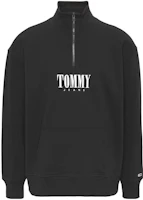 Tommy Hilfiger Letter Print Half-Zip Sweatshirt Black DM0DM15021-BDS Tommy Hilfiger Letter Print Half-Zip Sweatshirt Black DM0DM15021-BDS