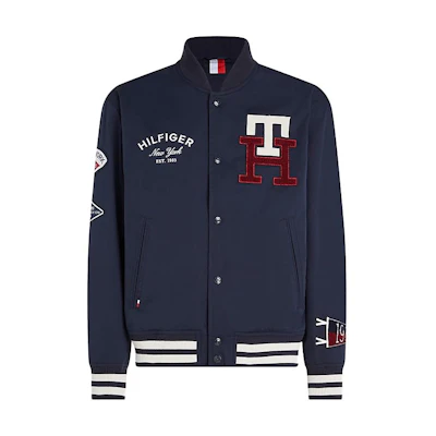 Tommy Hilfiger Letter Print Single-Breasted Jacket Blue MW0MW29966DW5