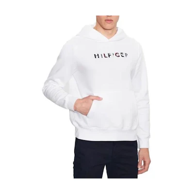 Tommy Hilfiger Letter Print White Hoodie Long Sleeve MW0MW32014-YBR