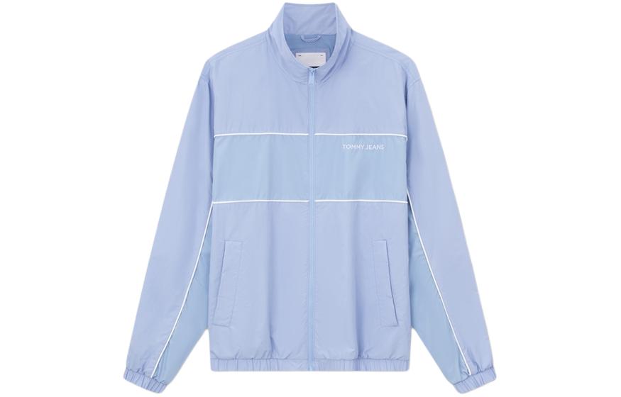 Tommy Hilfiger Light Blue Outdoor Casual Embroidered Stand Collar Jacket DM0DM18694-C3S