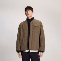 Shop Tommy Hilfiger Lightweight Quilted V-Neck Padded Jacket MW0MW33420