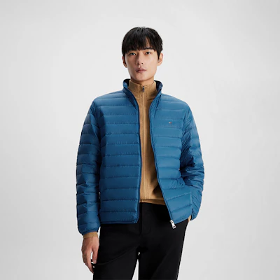 타미 힐피거 남성용 경량 레드 화이트 블루 다운 퀼팅 자켓. MW0MW28065 20