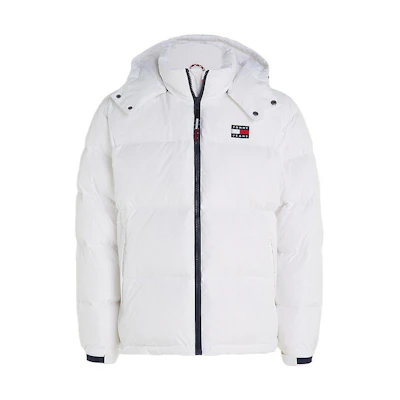 Tommy Hilfiger Logo Casual Alaska Puffer Hooded Jacket Men’s White DM0DM15445-YBR