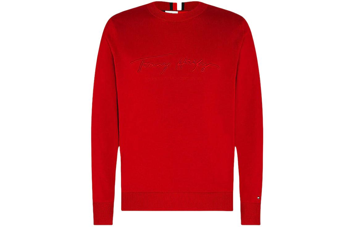 Tommy Hilfiger Logo Crewneck Pullover Long Sleeve Sweatshirt Red 78J3817-600