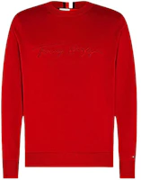 Tommy Hilfiger Logo Crewneck Pullover Long Sleeve Sweatshirt Red 78J3817-600 Tommy Hilfiger Logo Crewneck Pullover Long Sleeve Sweatshirt Red 78J3817-600