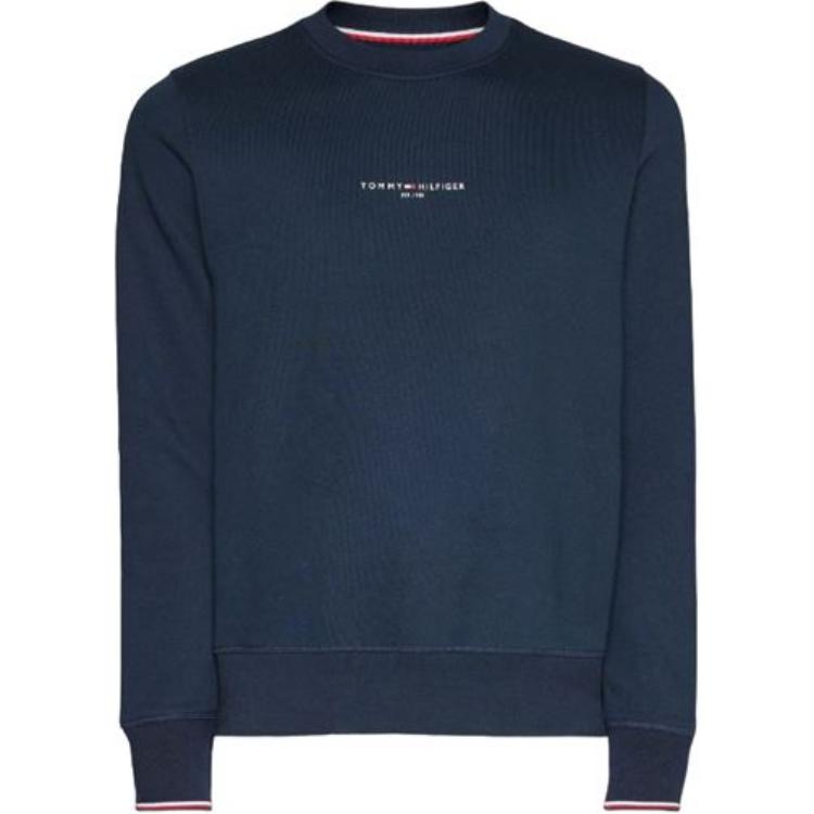 Tommy Hilfiger Logo Crewneck Pullover Sweatshirt Blue Long Sleeve MW0MW33640-DW5