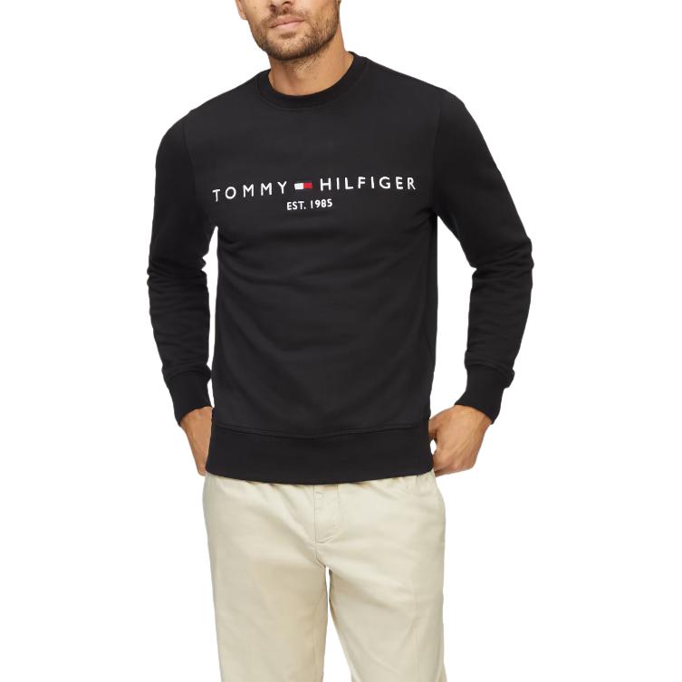 Tommy Hilfiger Logo Crewneck Pullover Sweatshirt Black MW0MW13676-BDS