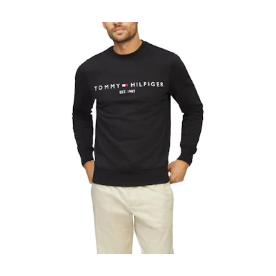 Tommy Hilfiger Logo Crewneck Pullover Sweatshirt Black MW0MW13676-BDS
