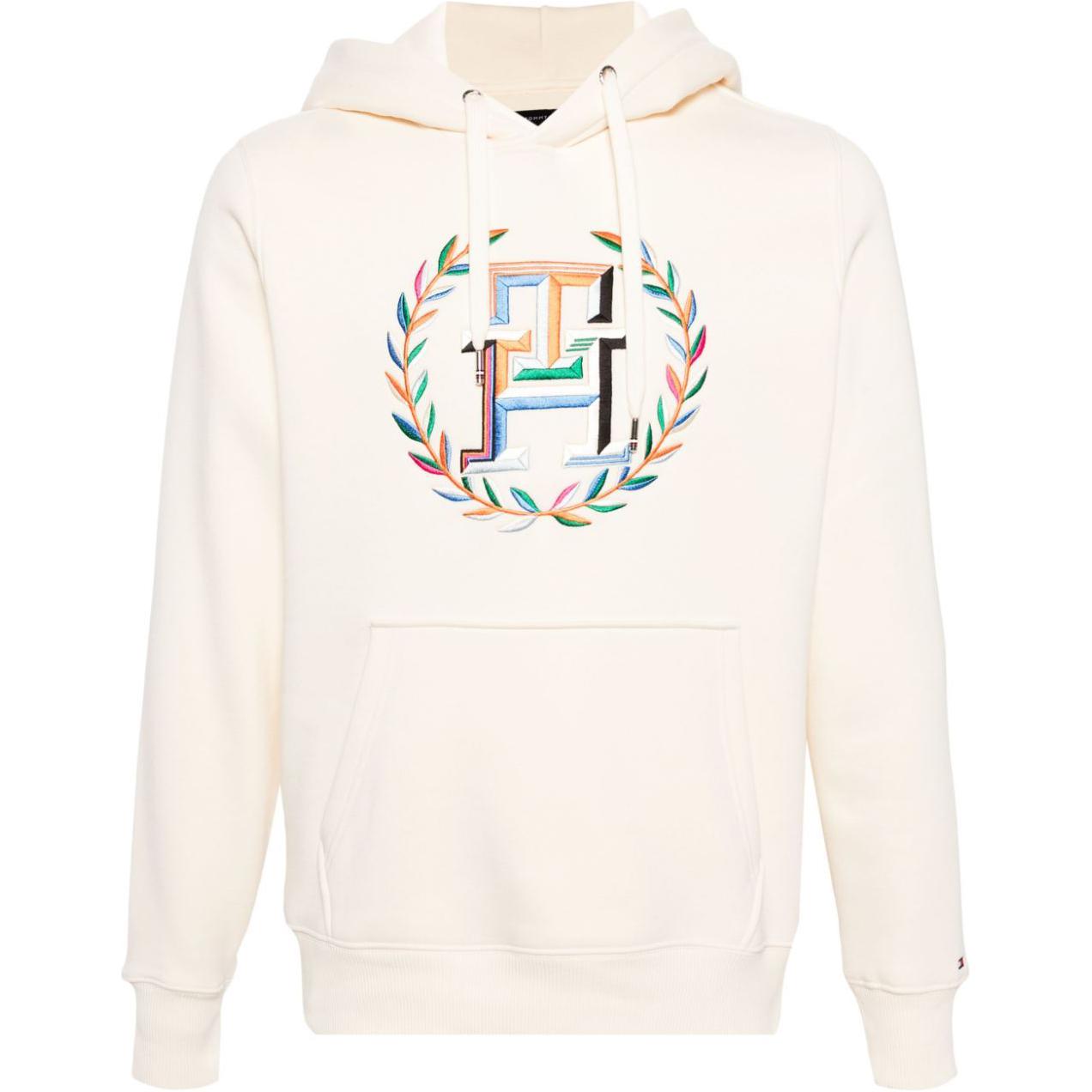 Tommy Hilfiger Logo Embroidered Beige Hoodie Men’s Long Sleeve Casual Style MW0MW34385-BEIGE