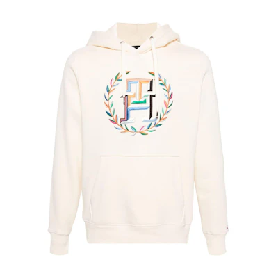 Tommy Hilfiger Logo Embroidered Beige Hoodie Men’s Long Sleeve Casual Style MW0MW34385-BEIGE