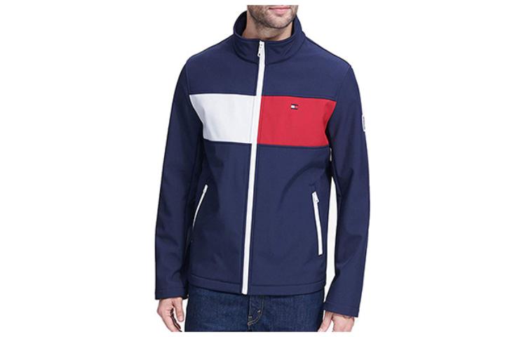 Tommy Hilfiger Logo Embroidered Colorblock Zip-Up Track Jacket Navy 158AP521-464