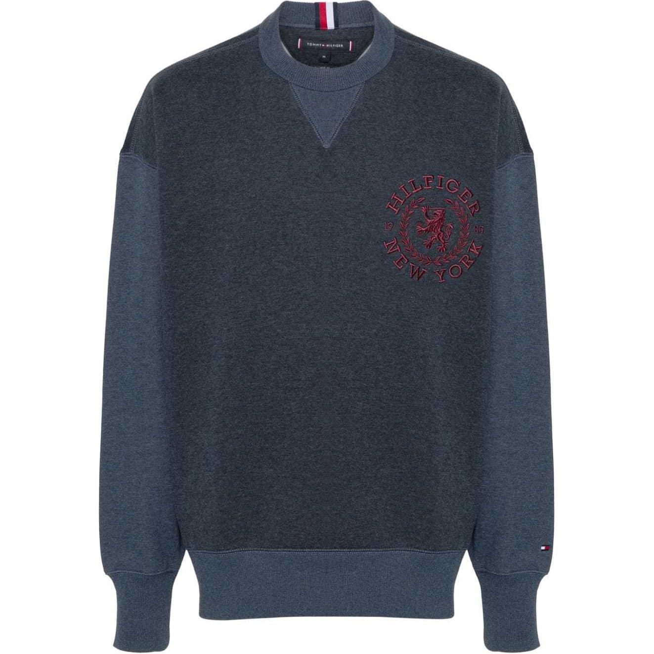 Tommy Hilfiger Logo Embroidered Crewneck Sweatshirt Men’s Blue Long Sleeve MW0MW33668-BLUE