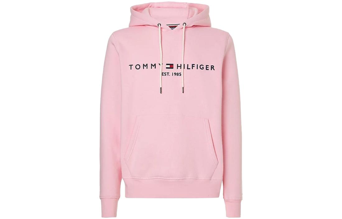 Tommy Hilfiger Logo Embroidered Drawstring Hoodie Pink MW0MW11599-TOL
