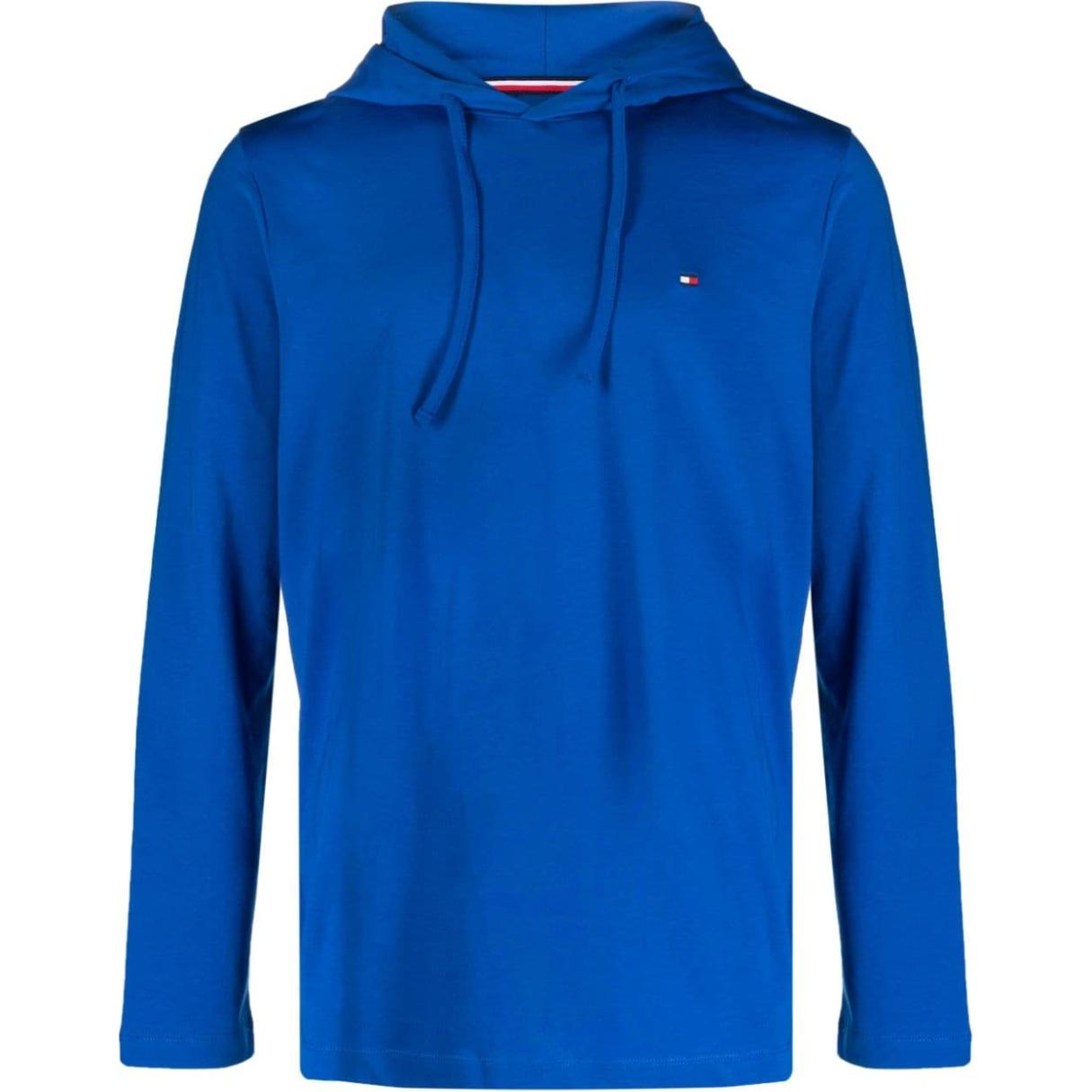 Tommy Hilfiger Logo Embroidered Hoodie Blue Long Sleeve MW0MW30063-BLUE