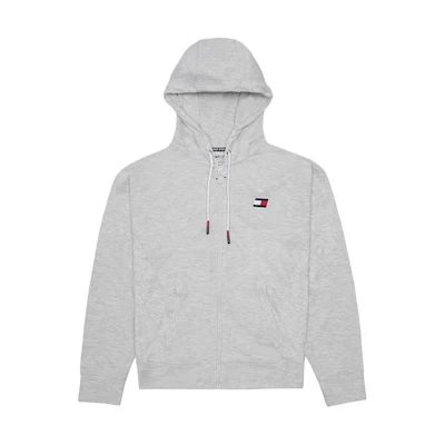 Tommy Hilfiger Logo Embroidered Hoodie Gray Long Sleeve Sweatshirt TP14911J-WSH