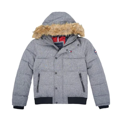 Tommy Hilfiger Logo Embroidered Hoodie Jacket Grey 159AP863-GREY