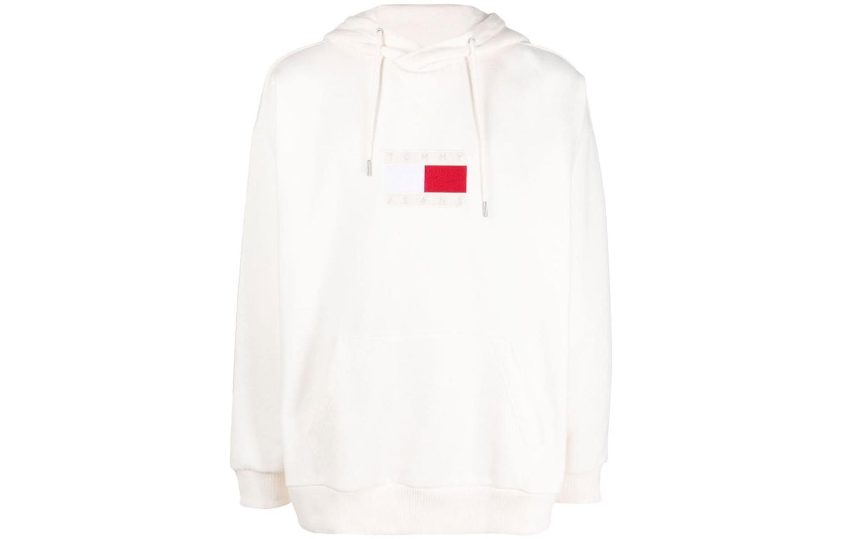 Tommy Hilfiger Logo Embroidered Hoodie Long Sleeve White DM0DM15163-ANCIENT