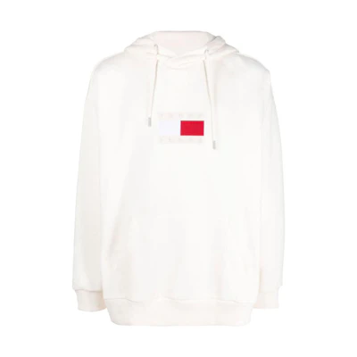 Tommy Hilfiger Logo Embroidered Hoodie Long Sleeve White DM0DM15163-ANCIENT