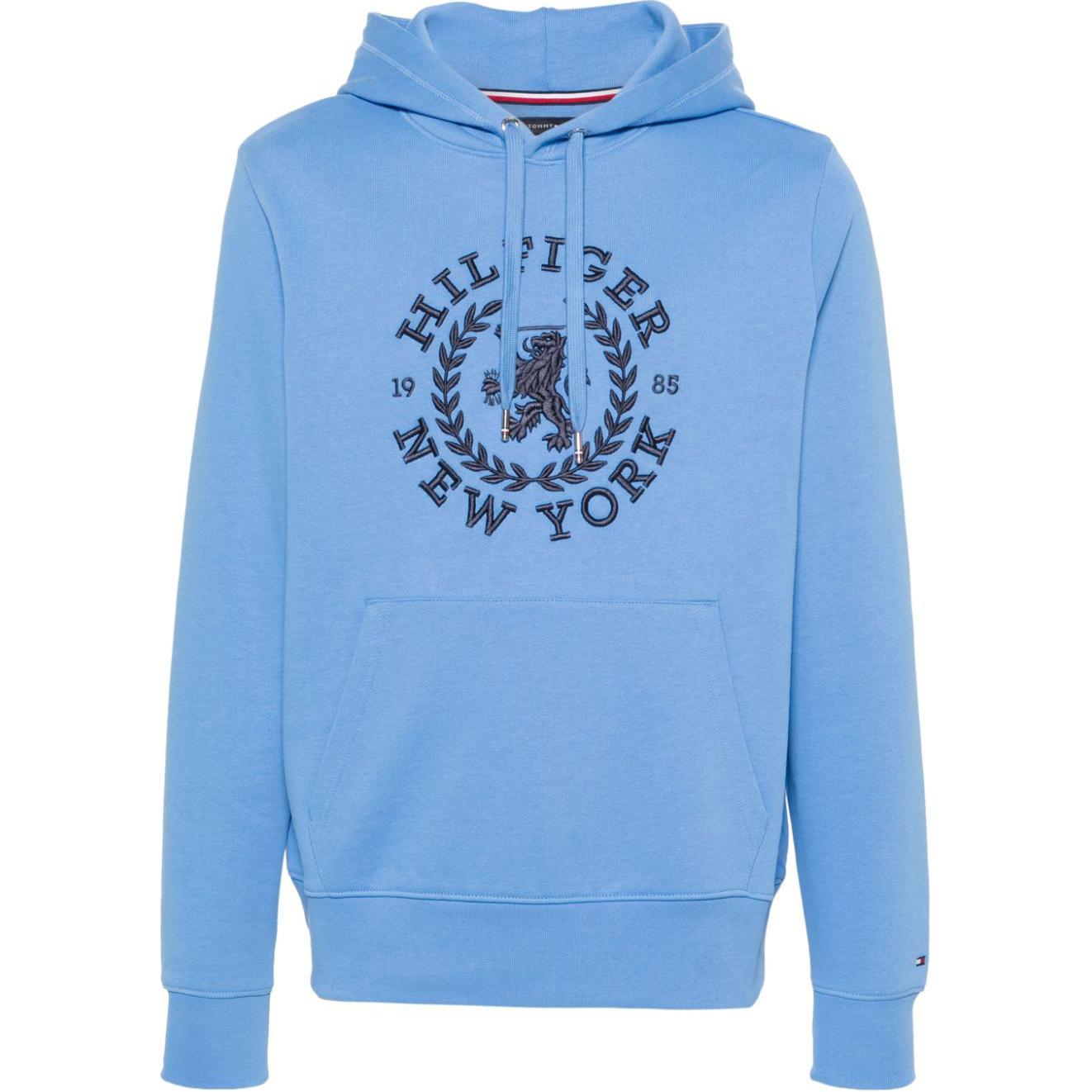 Tommy Hilfiger Logo Embroidered Hoodie Sky Blue Menswear MW0MW33650-BLUE
