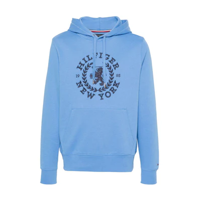 Tommy Hilfiger Logo Embroidered Hoodie Sky Blue Menswear MW0MW33650-BLUE