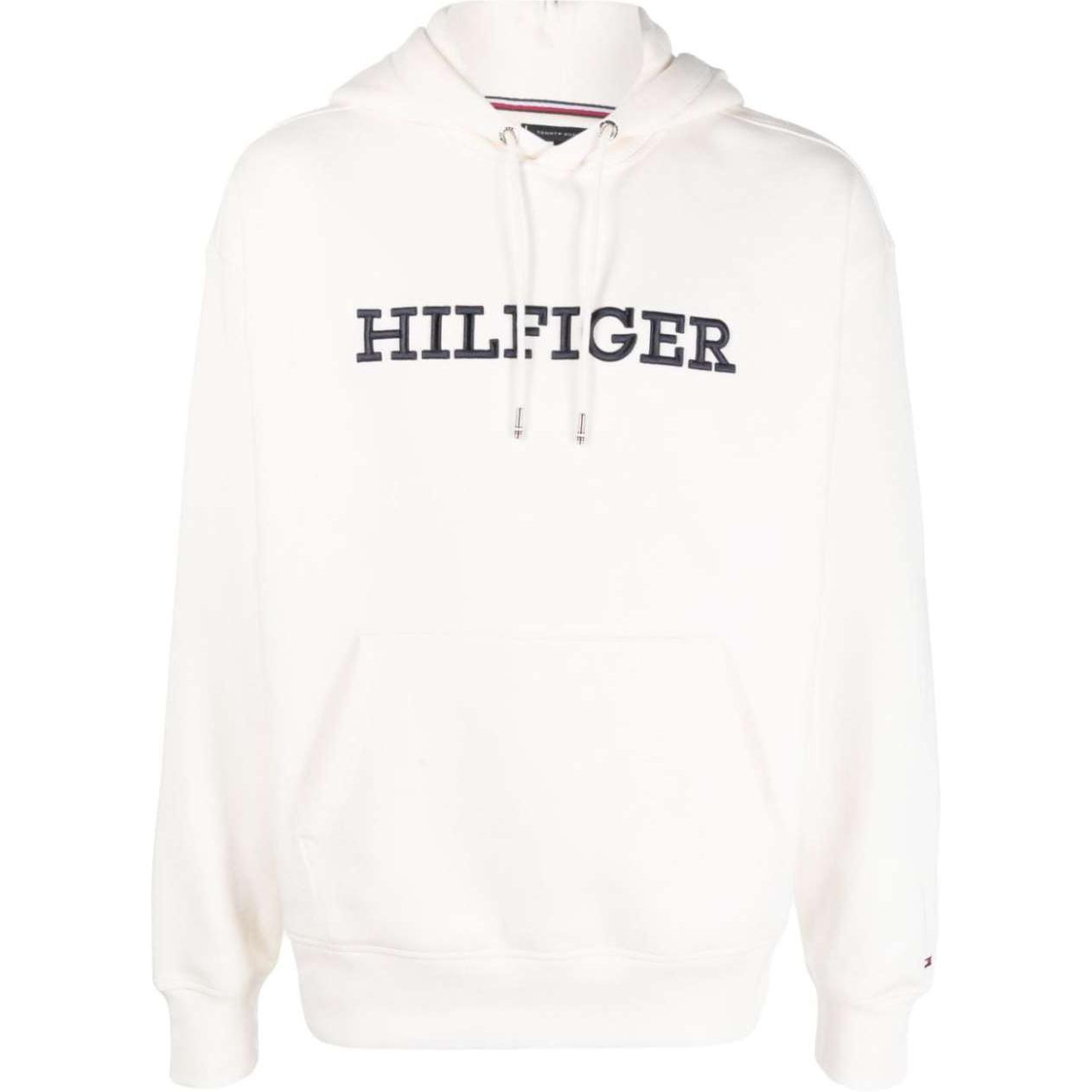 Tommy Hilfiger Logo Embroidered Hoodie White MW0MW33062-BEIGE