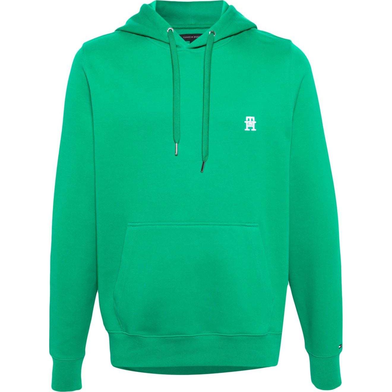 Tommy Hilfiger Logo Embroidered Knit Hoodie Green - MW0MW33646-GREEN