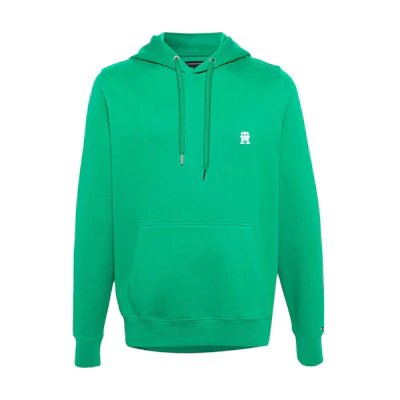 Tommy Hilfiger Logo Embroidered Knit Hoodie Green - MW0MW33646-GREEN