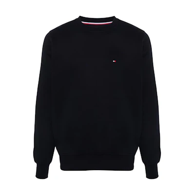 Tommy Hilfiger Logo Embroidered Knit Texture Sweatshirt Navy Blue MW0MW32735-NAVY
