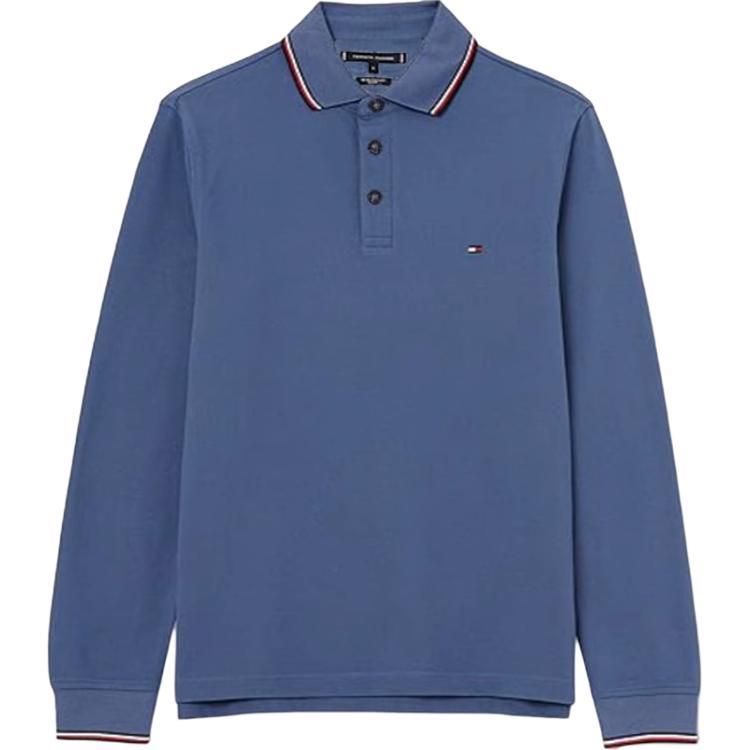 Tommy Hilfiger Logo Embroidered Long Sleeve Polo -  Haze Blue 78J9766-420