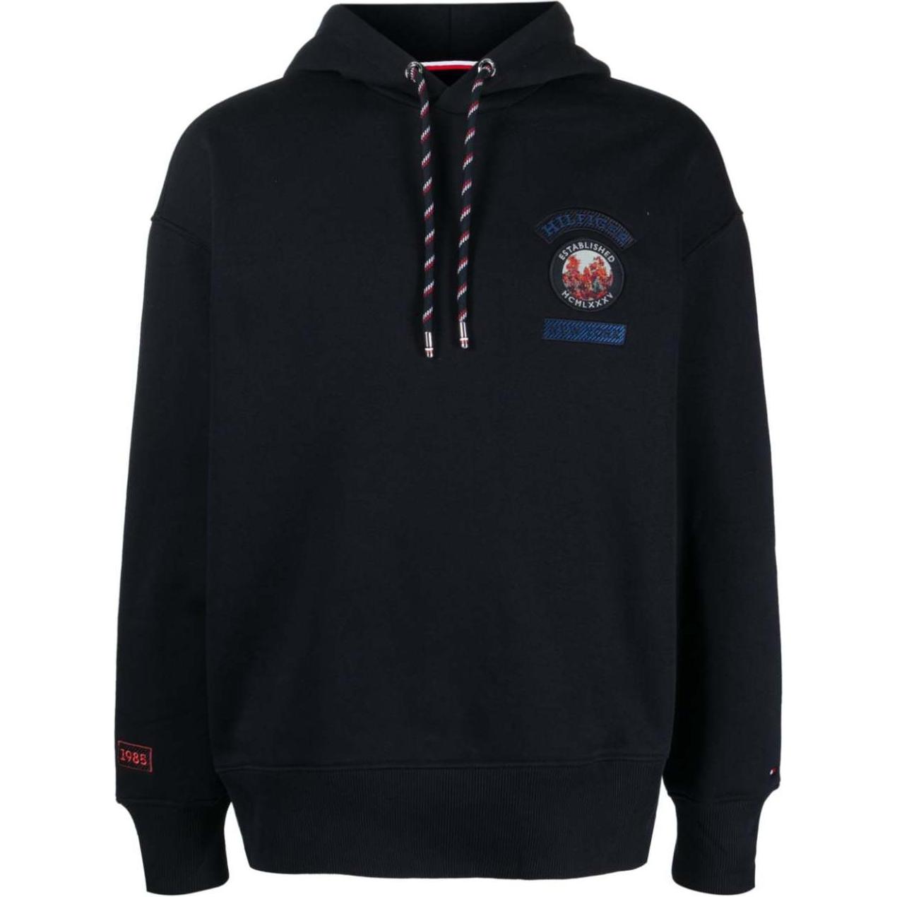 Tommy Hilfiger Logo Embroidered Oversized Hoodie - Navy Blue MW0MW32676-NAVY