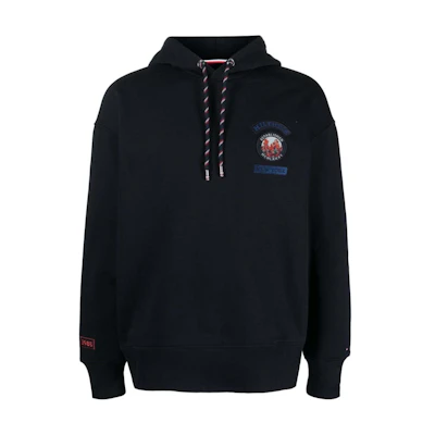 Tommy Hilfiger Logo Embroidered Oversized Hoodie - Navy Blue MW0MW32676-NAVY
