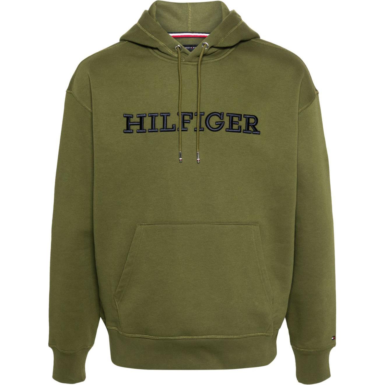 Tommy Hilfiger Logo Embroidered Oversized Long Sleeve Sweatshirt Green Mens MW0MW33062-GREEN