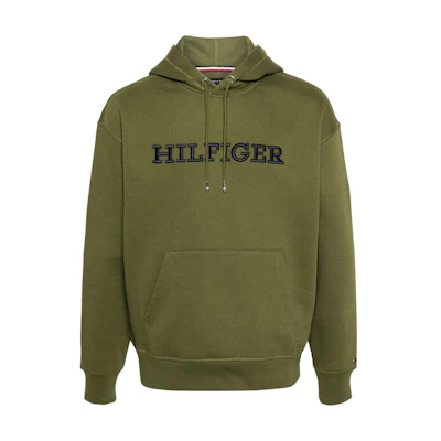Tommy Hilfiger Logo Embroidered Oversized Long Sleeve Sweatshirt Green Mens MW0MW33062-GREEN