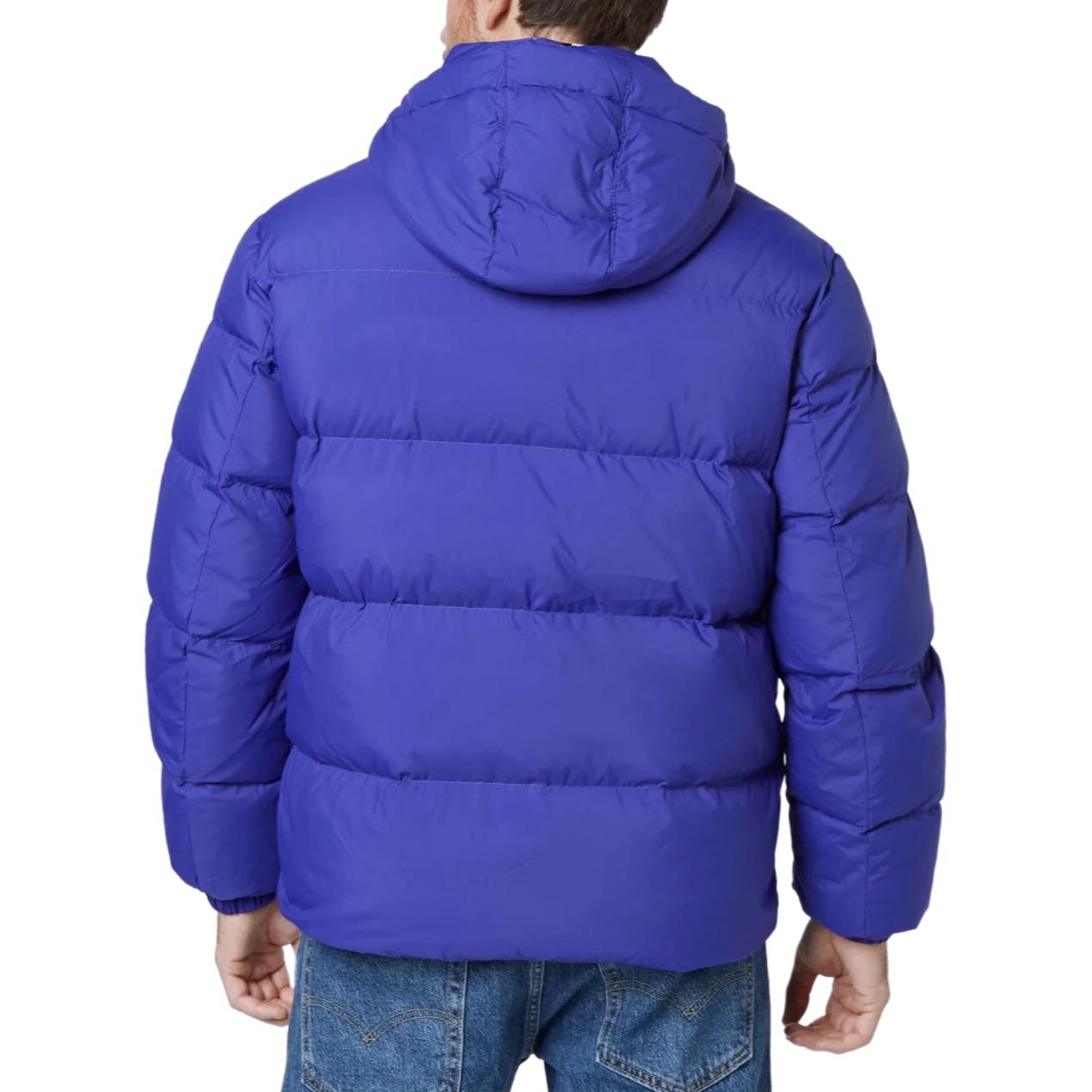 Shop 타미 힐피거 로고 자수 패치 탈부착 후드 다운 자켓 남성 블루 퍼플 78J6188-500