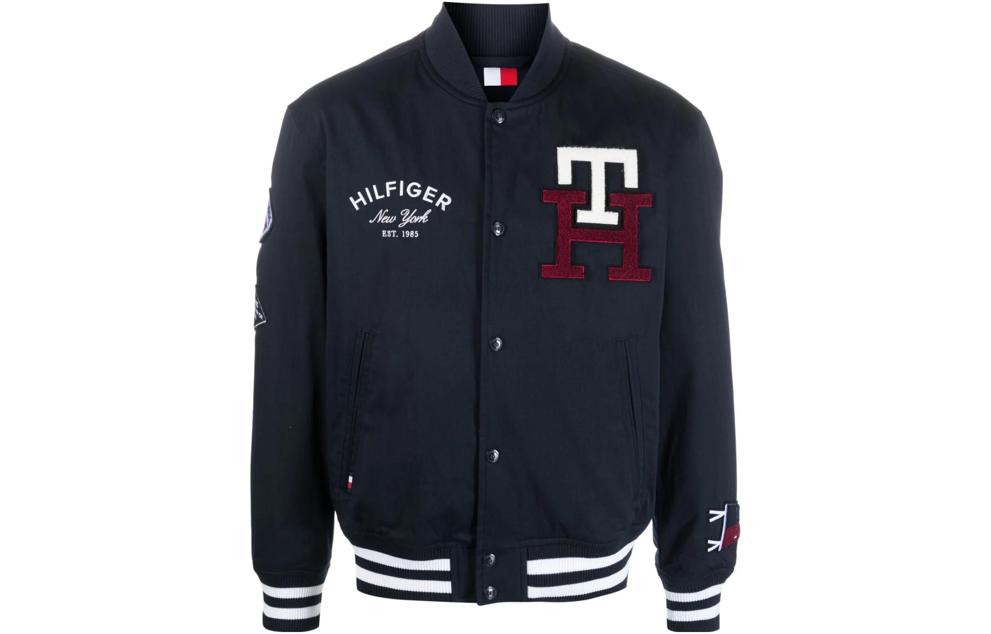 Tommy Hilfiger Logo Embroidered Slim Fit Single-Breasted Jacket Navy - MW0MW29966