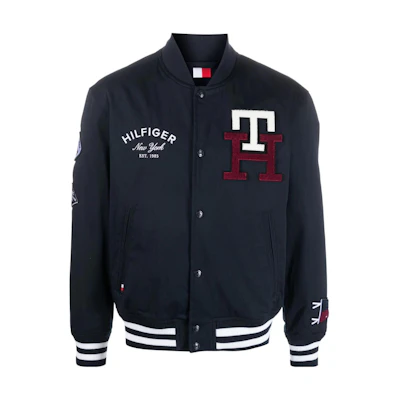 Tommy Hilfiger Logo Embroidered Slim Fit Single-Breasted Jacket Navy - MW0MW29966