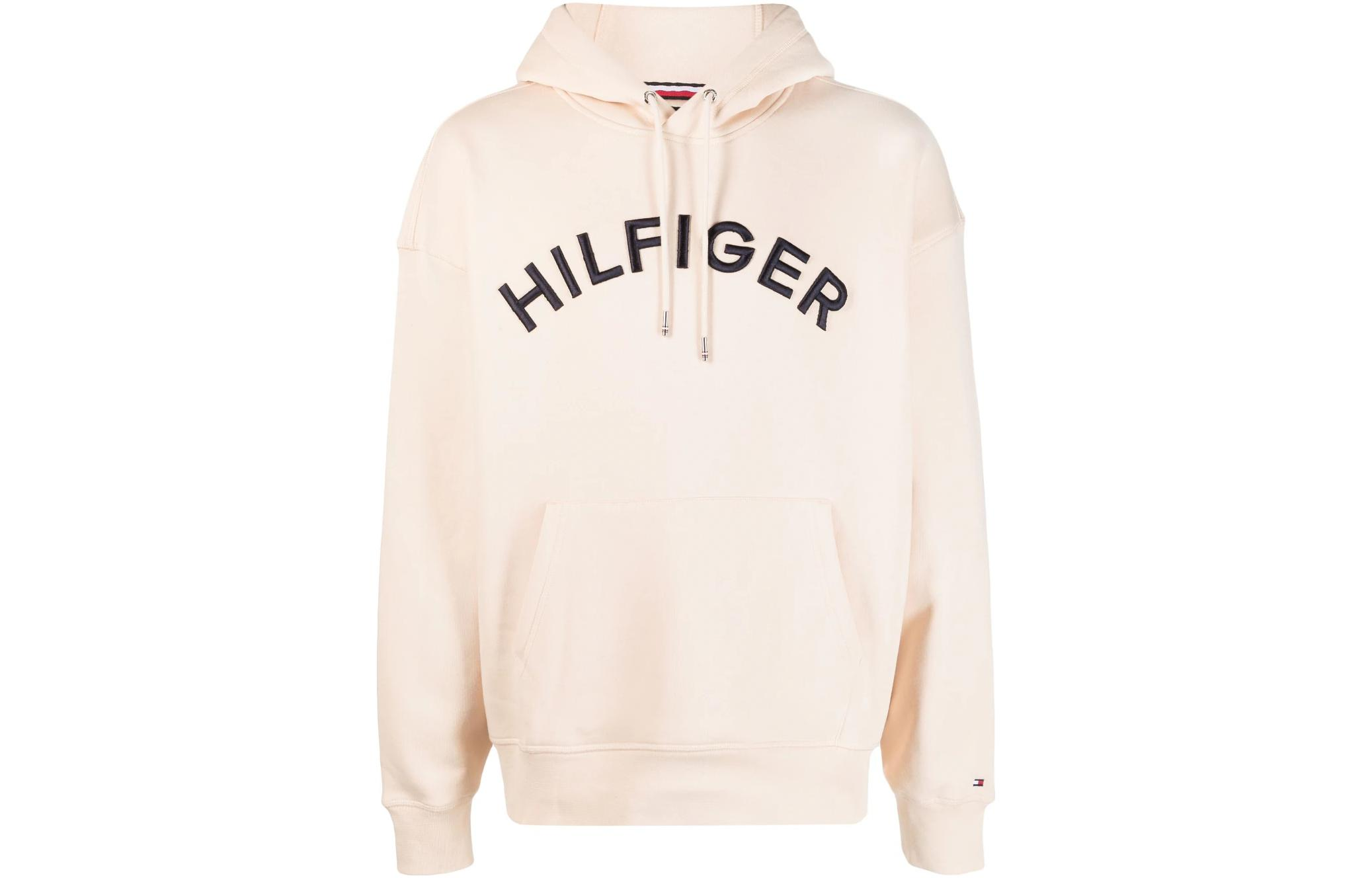 Tommy Hilfiger Logo Embroidered Unisex Hoodie Long Sleeve Khaki MW0MW31070AF6