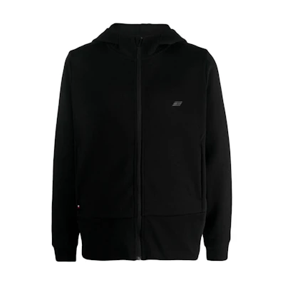 Tommy Hilfiger Logo Embroidered Zip-Up Hoodie Black Long Sleeve MW0MW30406-BLACK