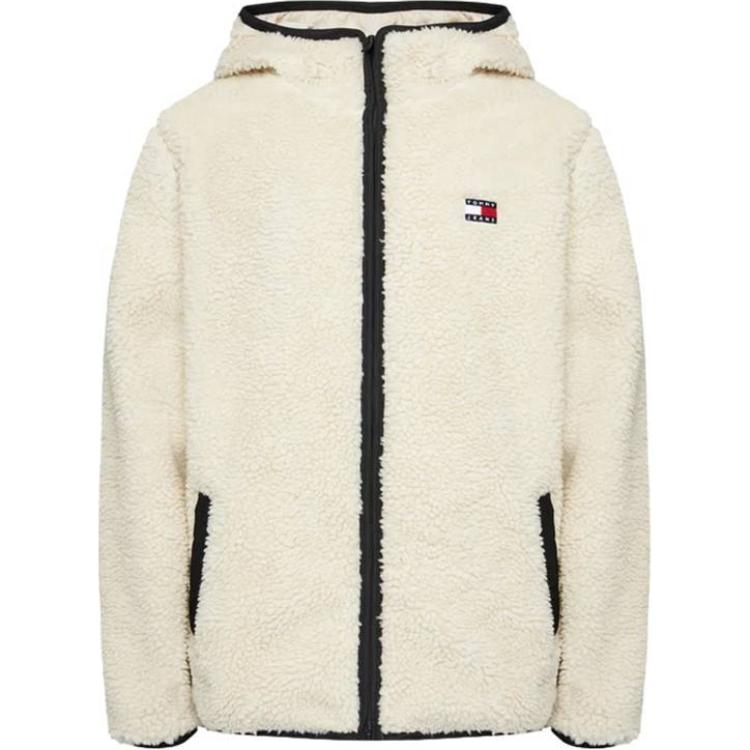 Tommy Hilfiger Logo Embroidered Zip Hoodie Jacket White DM0DM19224-ACG