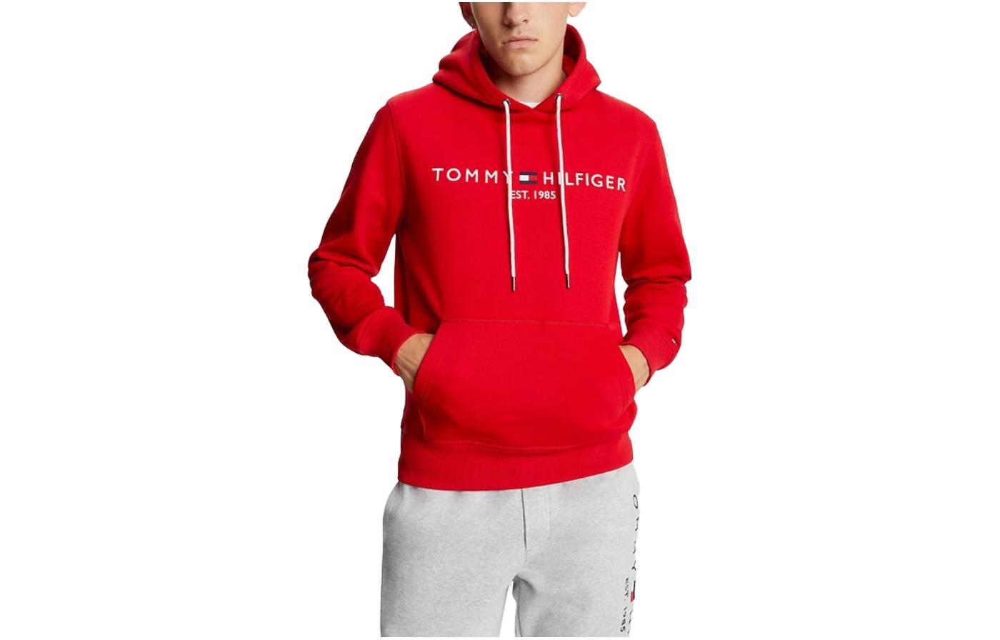 Tommy Hilfiger Logo Graphic Red Hoodie Pullover for Men Long Sleeve 78J9503-XLG