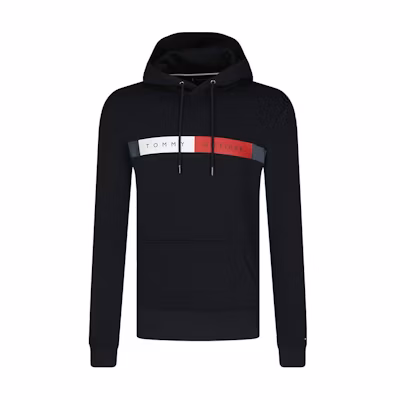 Tommy Hilfiger Logo Patch Drawstring Hoodie Black MW0MW15235-BDS