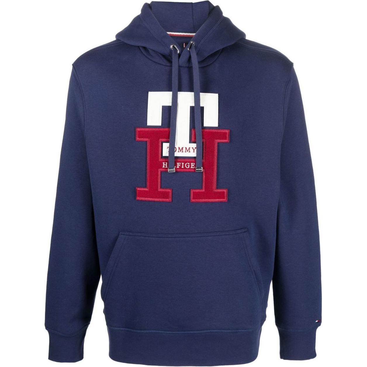 Tommy Hilfiger Logo Patch Navy Blue Hoodie for Men MW0MW29586-NAVY