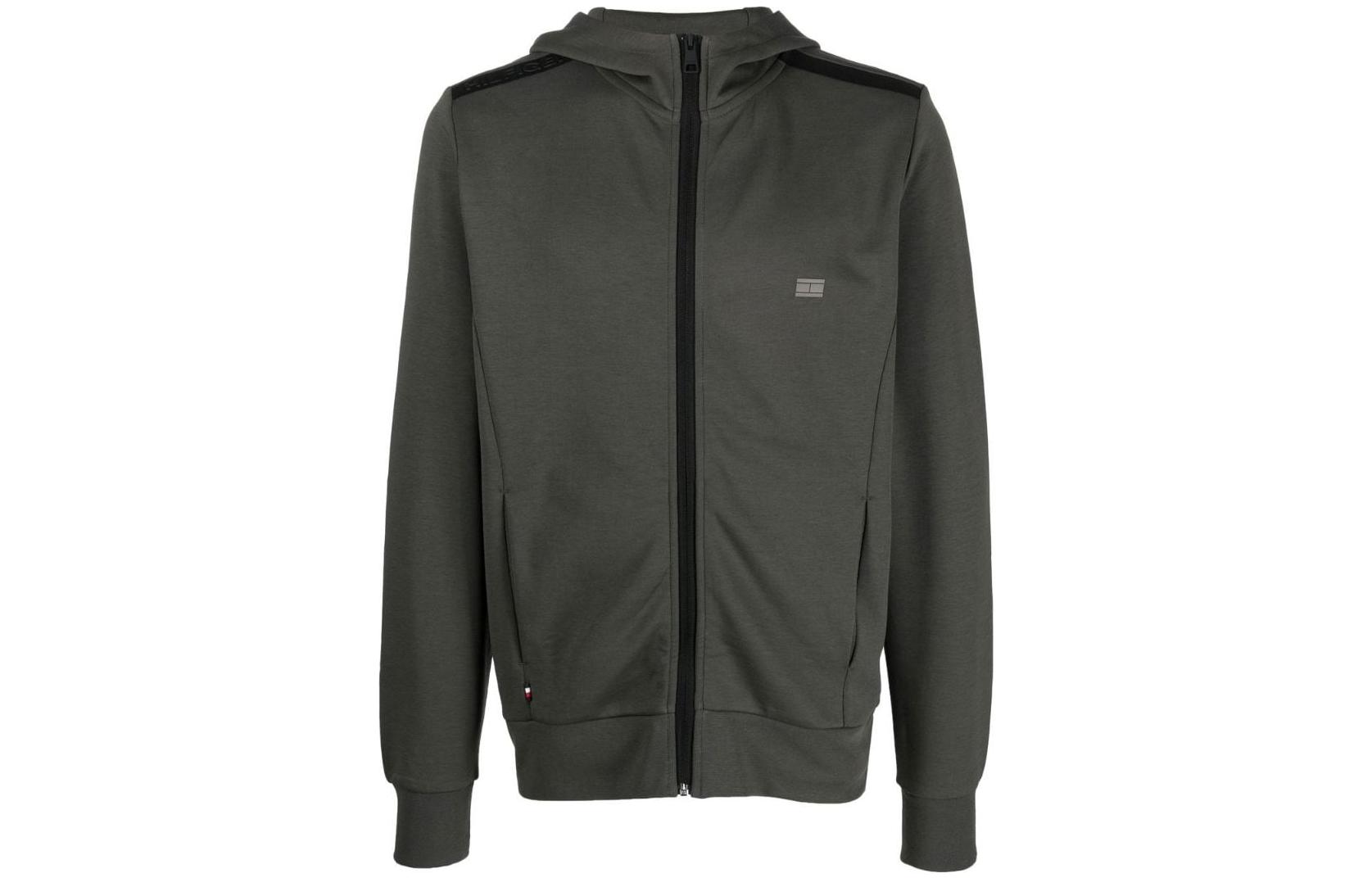 Tommy Hilfiger Logo Patch Zip-Up Hoodie in Charcoal Gray MW0MW22923-BC9