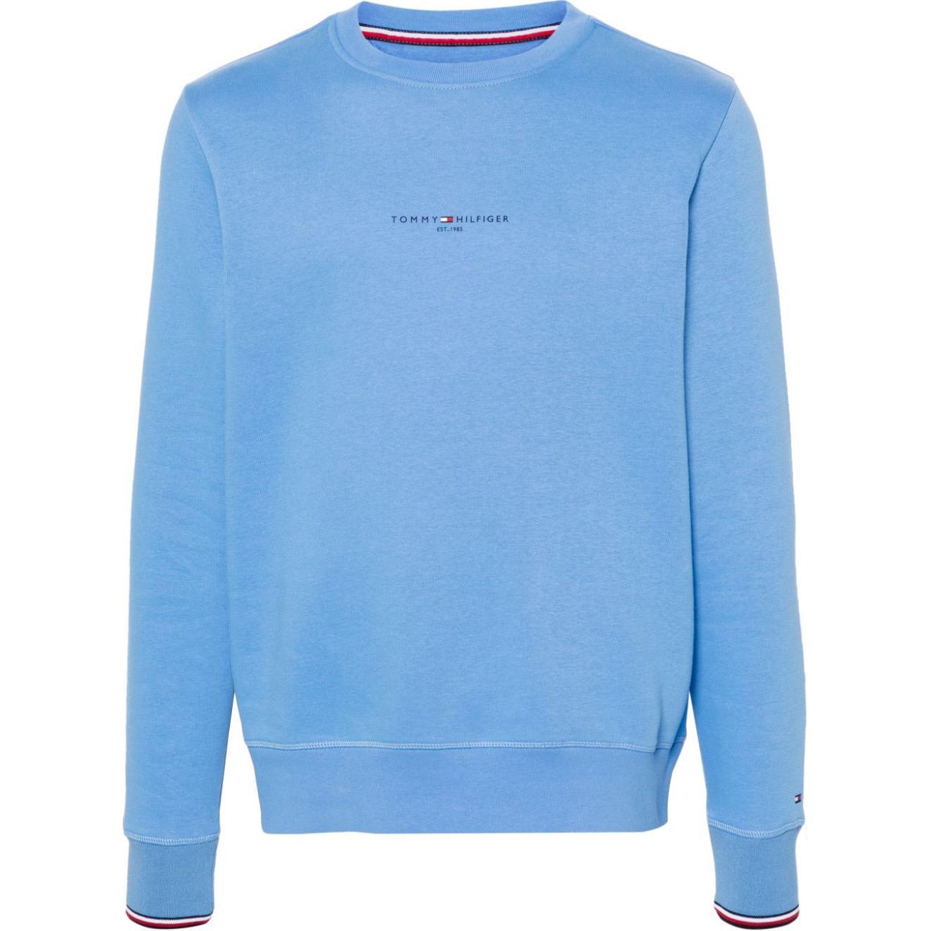 Tommy Hilfiger Logo Print Crewneck Long-Sleeve Sweatshirt Sky Blue MW0MW33639-BLUE