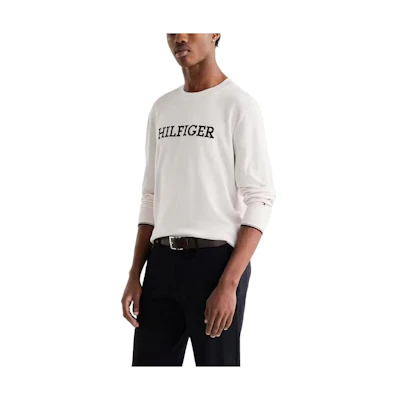 Tommy Hilfiger Logo Print Crewneck Sweatshirt Light Beige MW0MW31584ACO