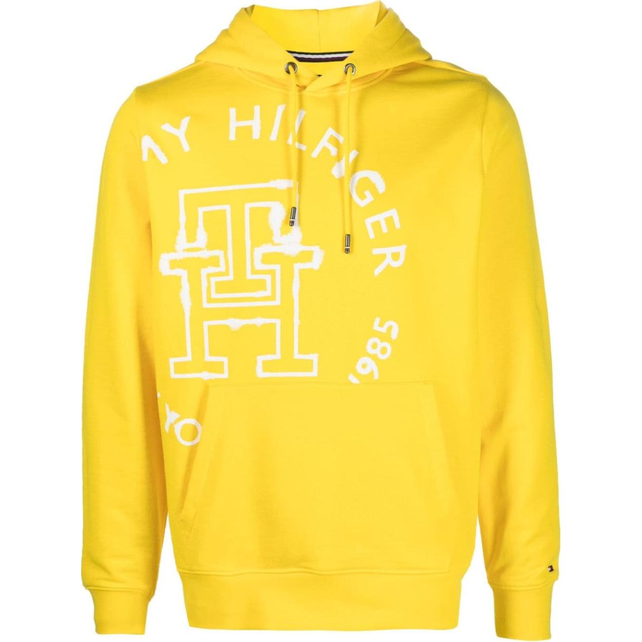 Tommy Hilfiger Logo Print Hoodie Lemon Yellow Classic Fit MW0MW31505-YELLOW