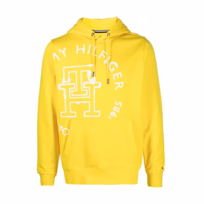Tommy Hilfiger Logo Print Hoodie Lemon Yellow Classic Fit MW0MW31505-YELLOW