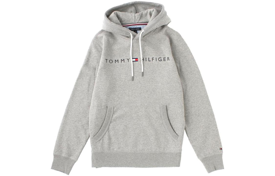 Tommy Hilfiger Logo Print Hoodie Light Grey MG78D3291-963