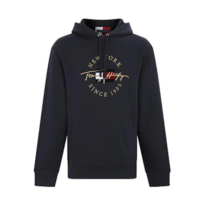 Tommy Hilfiger Logo Print Hoodie Navy Blue MW0MW22529-DW5