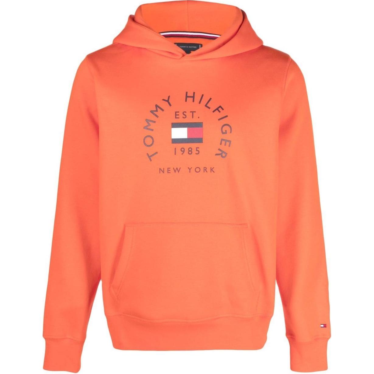 Tommy Hilfiger Logo Print Hoodie Orange - Relaxed Fit MW0MW27842-ORANGE